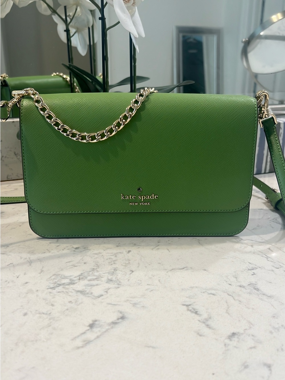 kate spade Green Leather Chain-Handle Crossbody Bag
